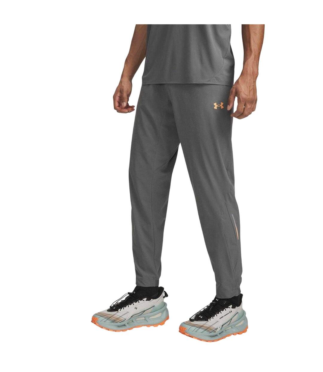 Mens Trail Run Tracksuit Bottoms Green Orange Under Armour-2
