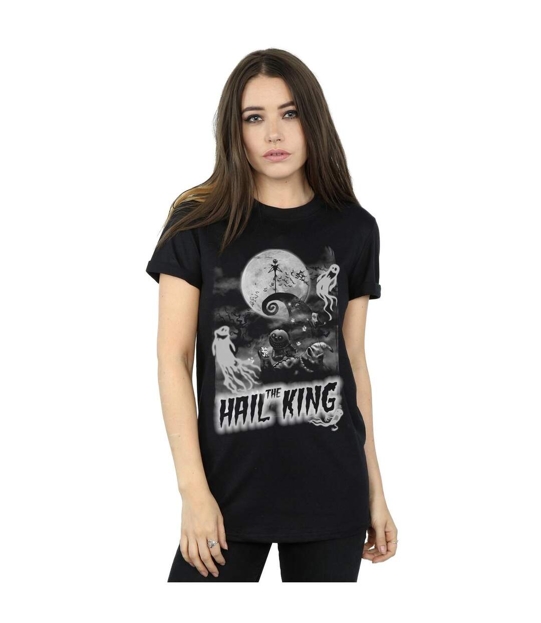 Disney Womens/Ladies Nightmare Before Christmas Hail The King Coton Boyfriend T-Shirt (Noir) - UTBI41583-2