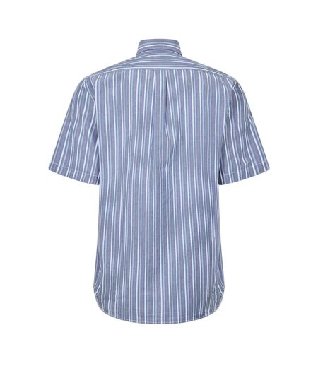Mens Striped Short-sleeved Button-down Shirt Dark Denim Timberland