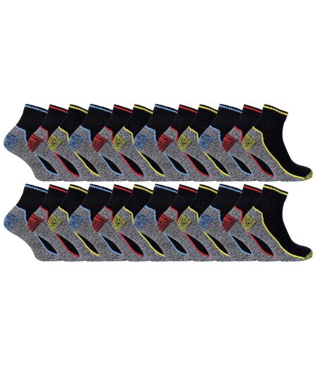 24 paires de chaussettes de travail courtes en bambou pour hommes multipack