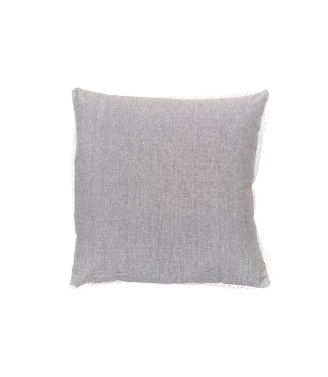 Coussin déhoussable finition dentelle coton uni today charme-2