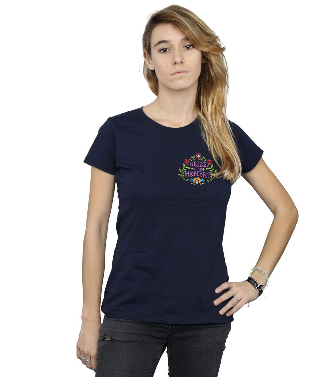 Disney - T-shirt COCO SEIZE YOUR MOMENT - Femme (Bleu marine) - UTBI14229-2