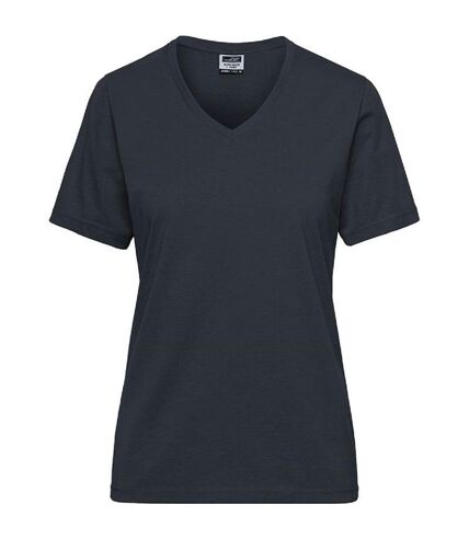 T-shirt de travail Bio col V - Femme - JN1807 - gris carbone