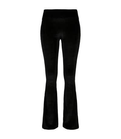 Womens/ladies Velvet High Waist Bootcut Leggings Black Urban Classics