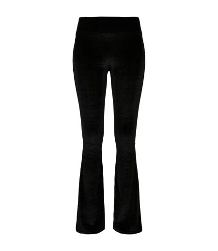 Womens/ladies Velvet High Waist Bootcut Leggings Black Urban Classics
