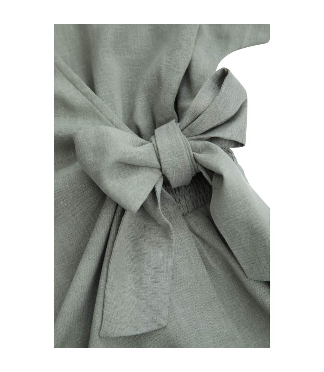 Womens/ladies linen wrap playsuit beige Animal-3