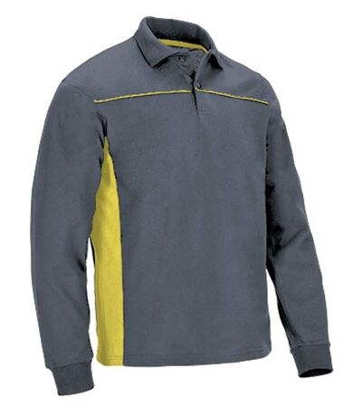 Polo manches longues bicolore - Homme - réf THUNDER - gris et jaune