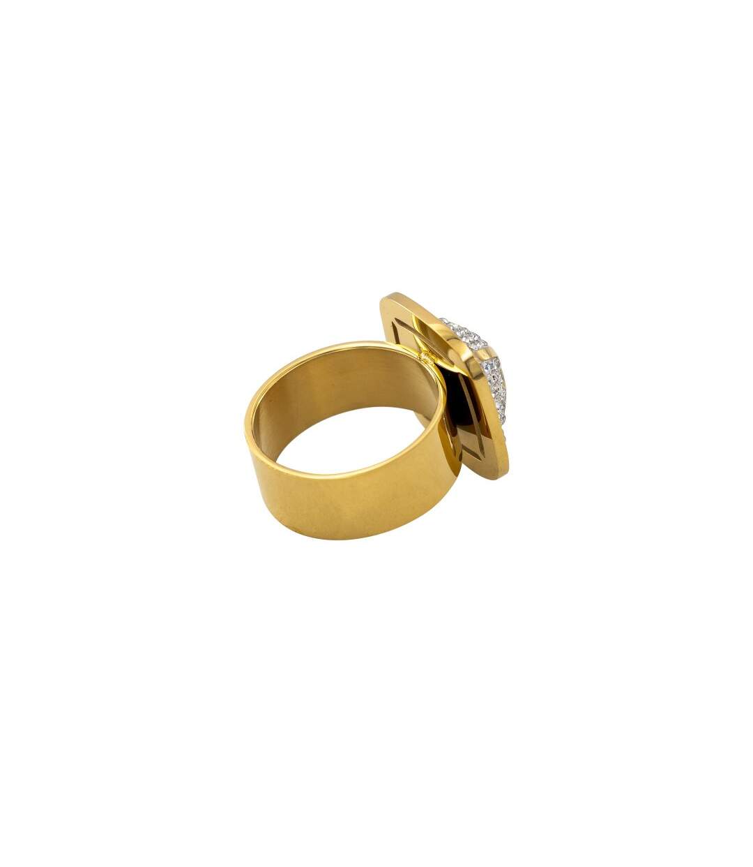 Très Jolie Bague Femme Acier Doré Ornée Zirconium-3