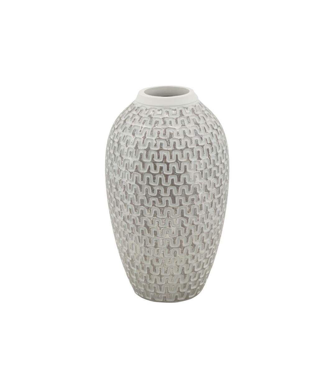 Vase Déco en Résine Wave 34cm Blanc-1