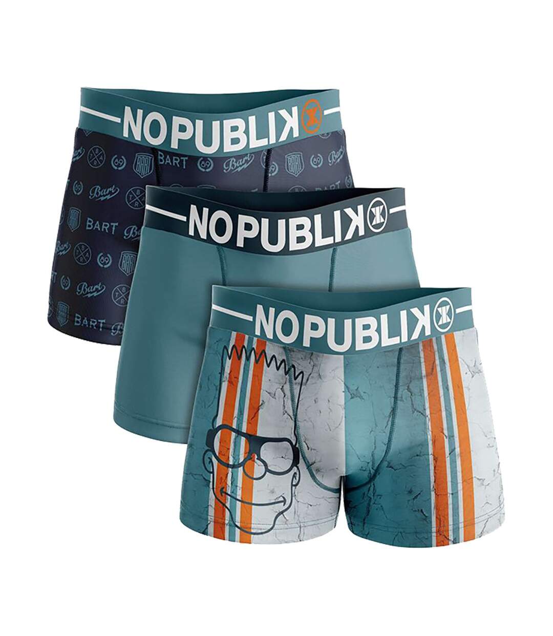 Boxer No Publik Featuring Simpsons Homme Confort et Fantaisie en Coton -Assortiment modèles photos selon arrivages- Pack de 3 Boxers 1546 en Microfibre-1