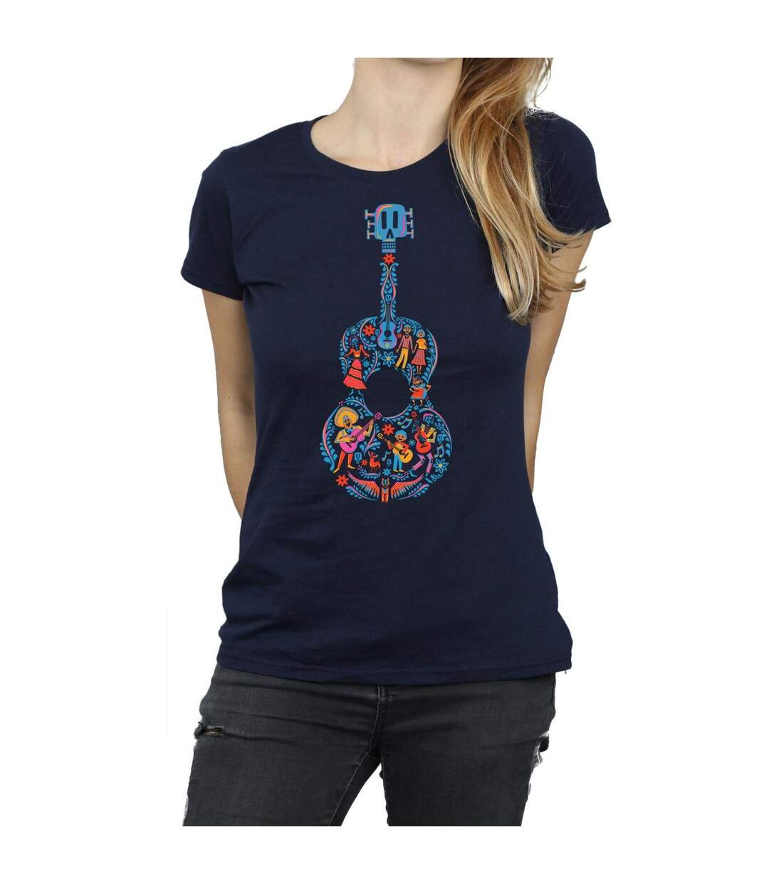 Disney - T-shirt COCO GUITAR PATTERN - Femme (Bleu marine) - UTBI14297-3