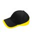 Casquette De Baseball Teamwear Competition Noir Jaune Beechfield-2