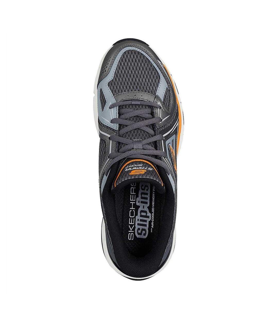 Mens Mesh Metallic Insert Trainers Grey Orange Skechers-4