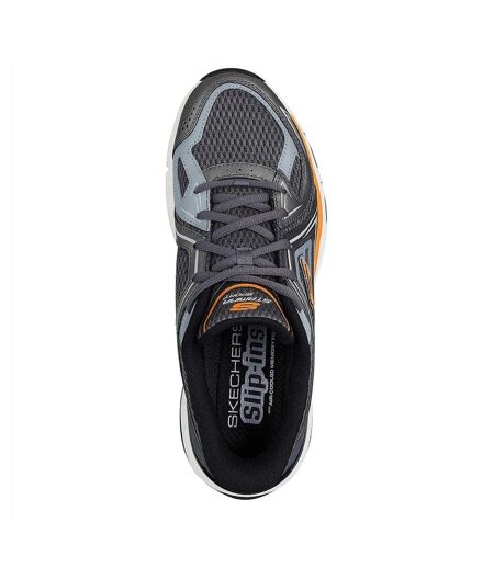 Mens Mesh Metallic Insert Trainers Grey Orange Skechers