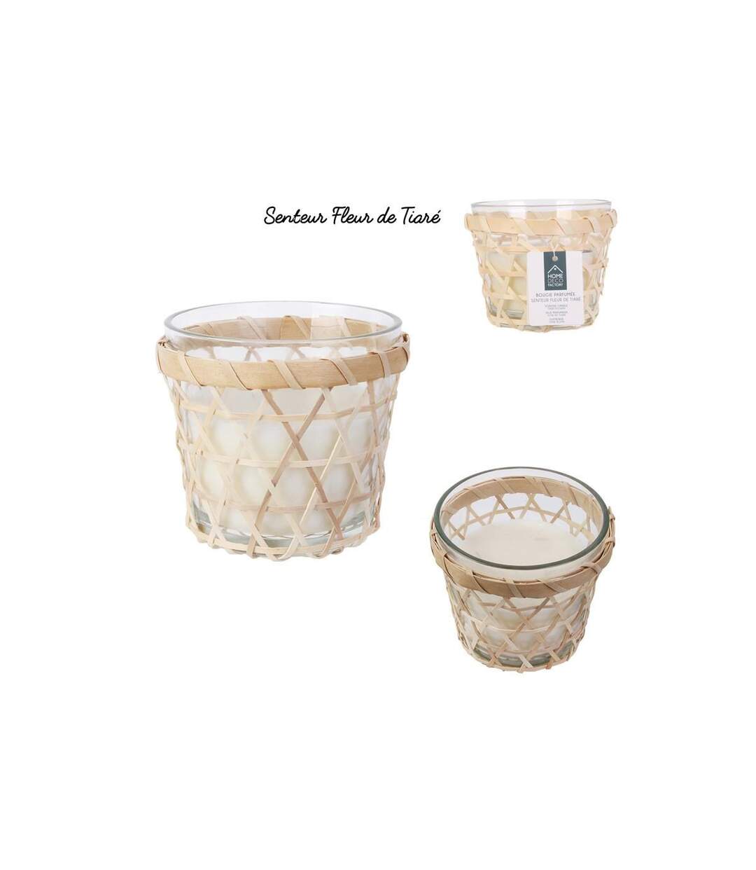 Bougie Parfumée Panier en Bois 12cm Fleur de Tiaré-3