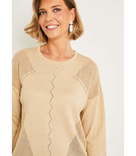 Pull fin court ajouré irisé manches longues