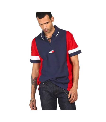 Polo Motif/style Blocs De Couleurs Homme Bleu Marine Rouge Blanc Tommy Hilfiger