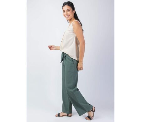 Pantalon femme été kaki SHERINE tendance Coton Du Monde