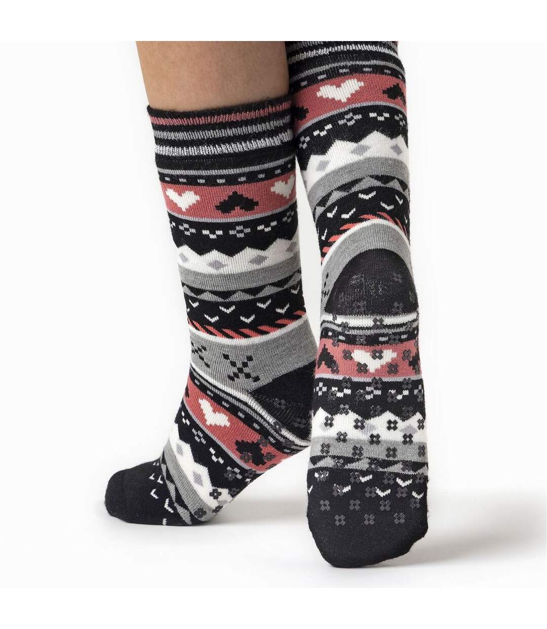2 Pairs Womens Soul Warming Socks with Grips-3