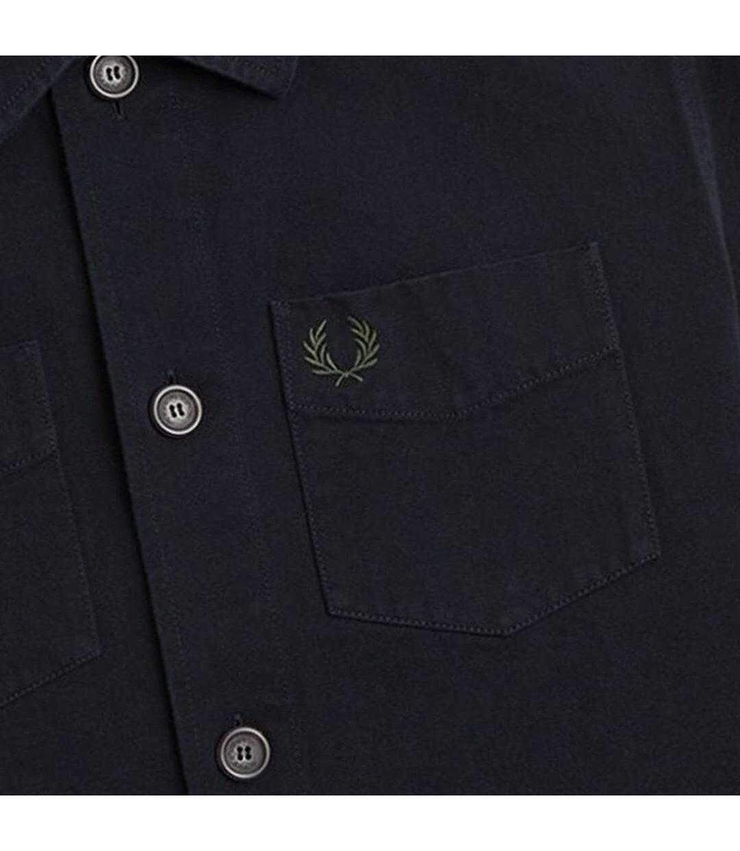 Mens Plain Twill Overshirt Black Fred Perry-4