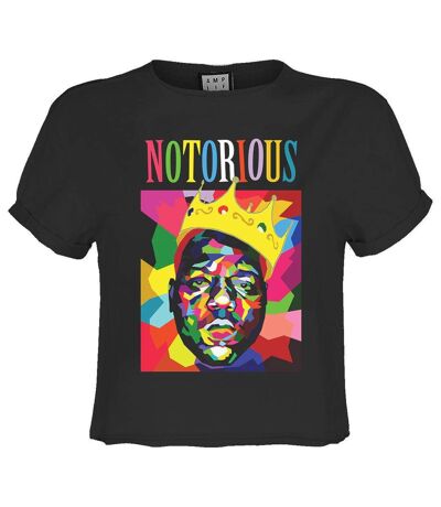 Womens/ladies Geo Crown Notorious Big Crop Top Charcoal Amplified
