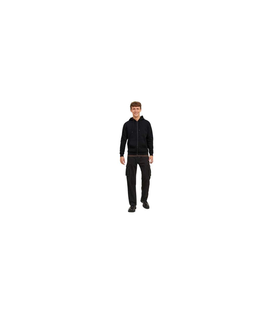 Mens Bradley Full Zip Hoodie Black Jack And Jones-1
