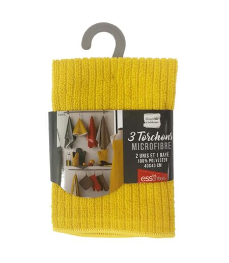 Lot de 3 Torchons Microfibre Cuistot 40x40cm Jaune