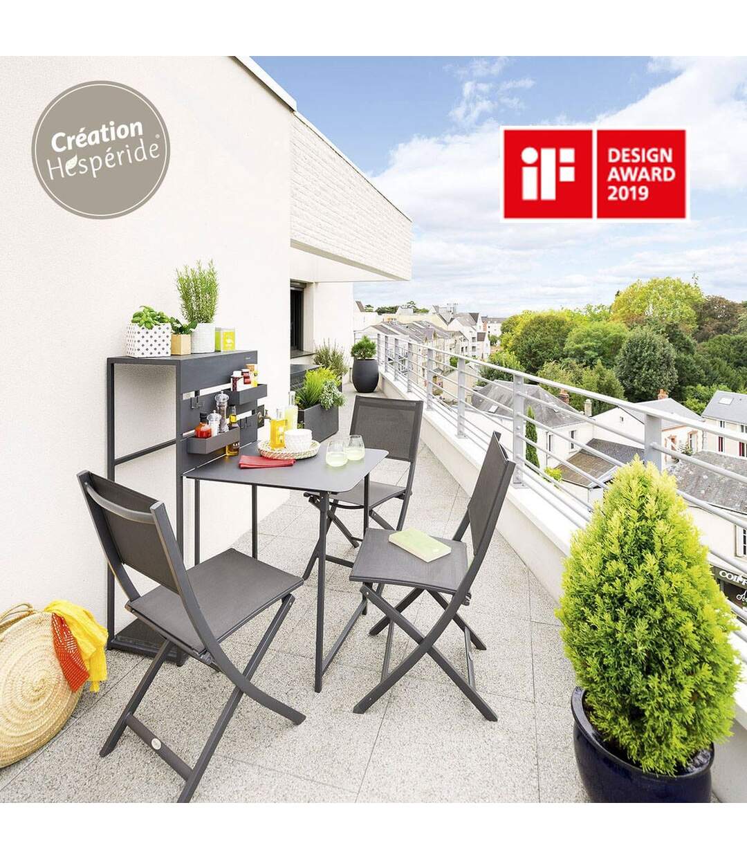 Table de balcon repliable Fira - 3 Personnes - Gris graphite-2