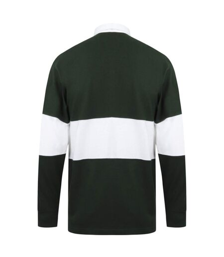 Front Row Adults Unisex Panelled Tag Free Rugby Shirt (Bottle Green/White) - UTRW6649