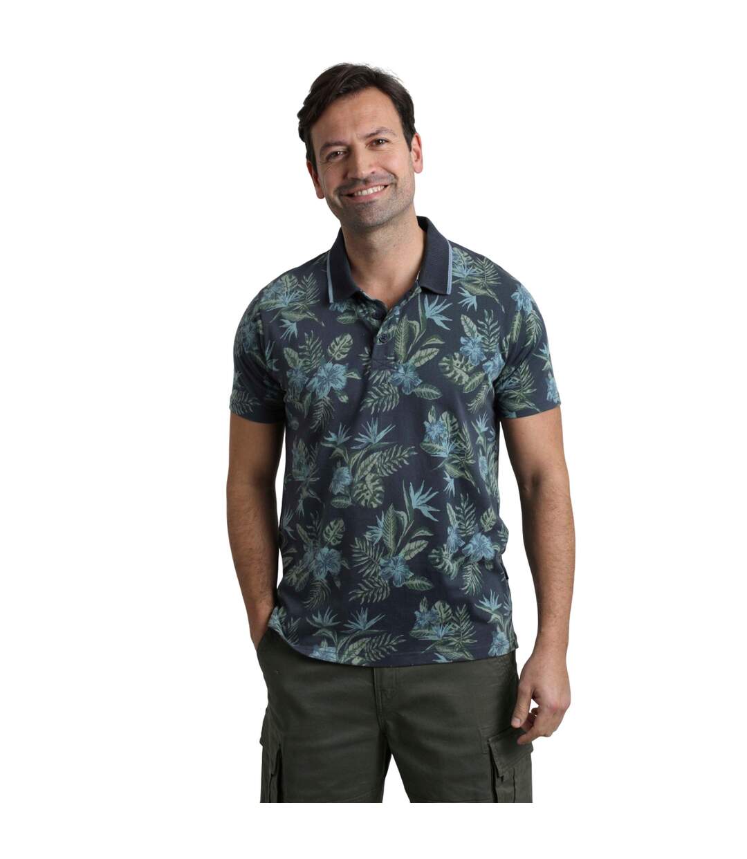 Mens sarat printed polo shirt navy Weird Fish-4