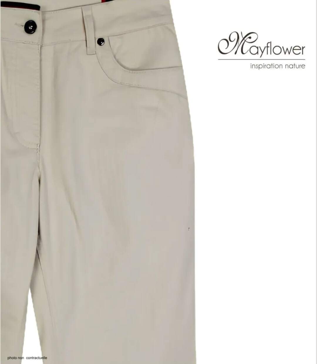 MAYFLOWER VICTORIA1 - Pantalon Femme Beige Stretch : élégance naturelle et confort absolu-4