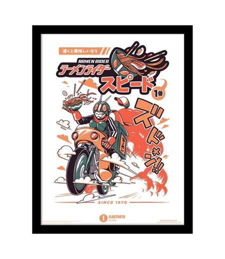 Ilustrata Ramen Rider Framed Print (White/Orange/Green) (40cm x 30cm)