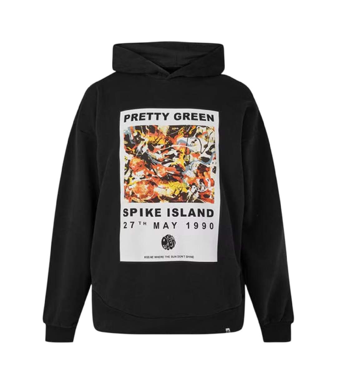Mens Spike Island Graphic Print Overhead Hoodie Black Pretty Green-2