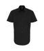 Mens Poplin Stretch Short-sleeved Shirt Black Premier-1