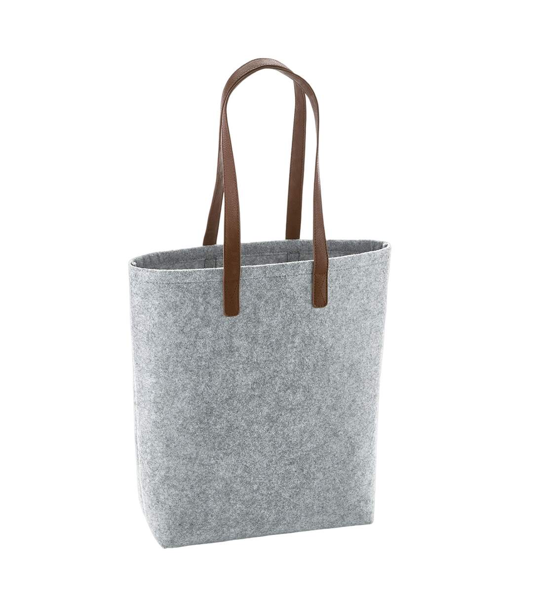 Tote bag premium taille unique gris chiné / marron clair Bagbase-1