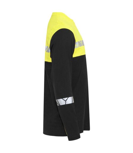 Mens Progression Hi-vis Long-sleeved T-shirt Black Yellow Projob