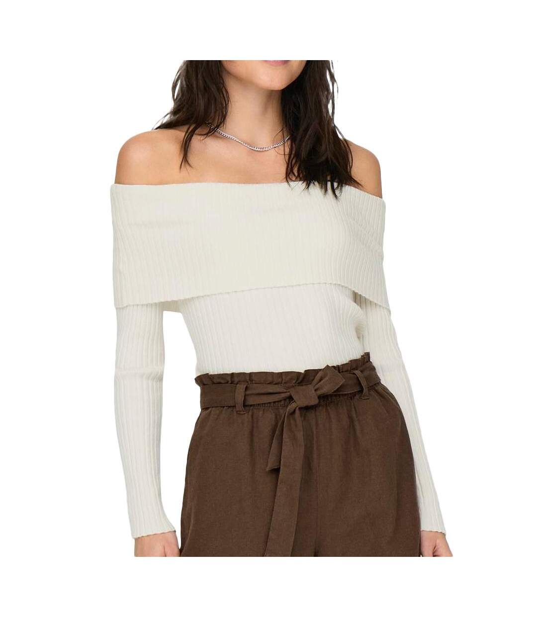 Pull en maille blanc femme jdy shoulder - s-1