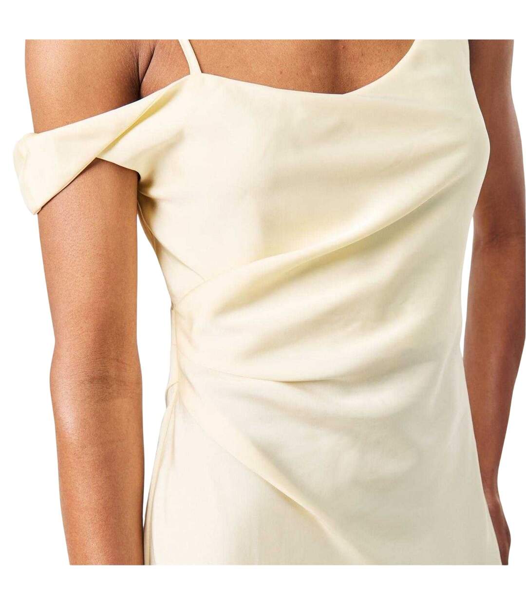 Robe Mi-longue Bretelles Fines Valeska Femme Crème Edited-4