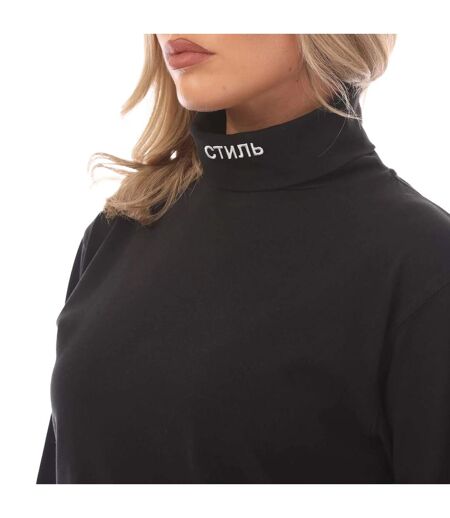 Womens/ladies roll neck long-sleeved t-shirt black/white Heron Preston