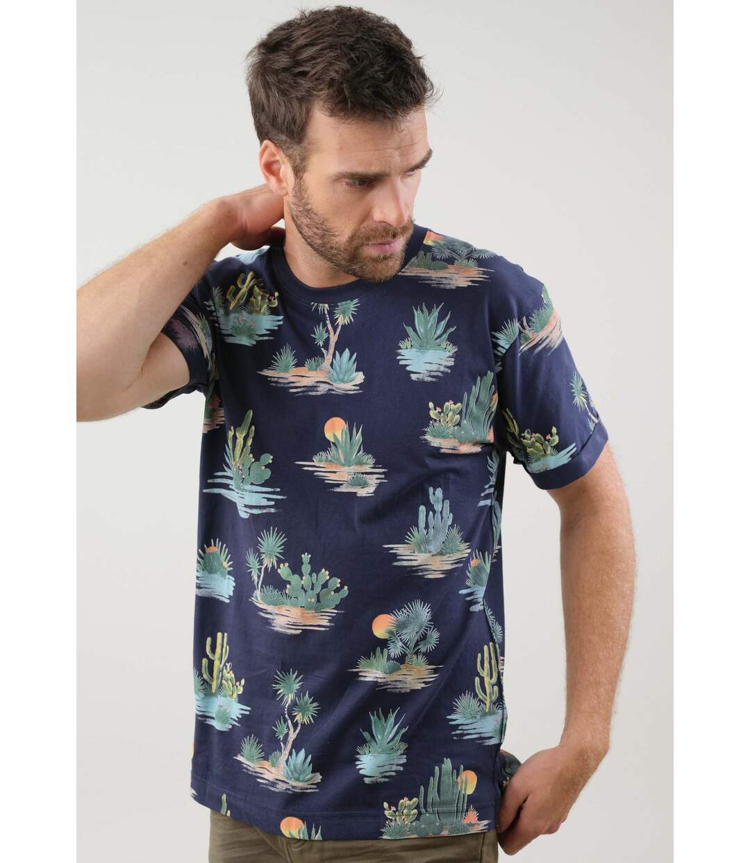 T shirt à motifs tropicaux pour homme MERIDAN-4