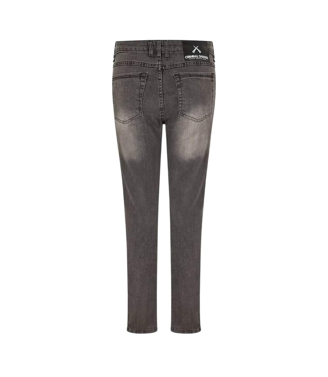 Womens/ladies Sos Ripped Skinny Jeans Grey Criminal Damage-2