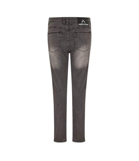 Womens/ladies Sos Ripped Skinny Jeans Grey Criminal Damage