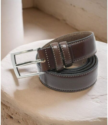 Ceinture en cuir de vachette marron pour homme - Ajustable et élégante