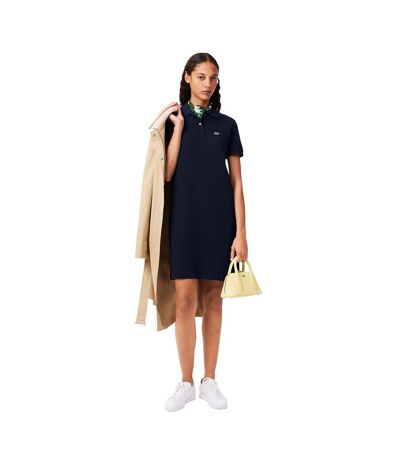 Womens/ladies Petit Pique Polo Shirt Dress Blue Lacoste