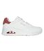 Womens/ladies uno-pop back suede trim trainers white/coral Skechers