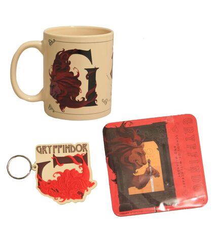 Harry Potter Gryffindor Mug Coaster And Keychain (Cream/Brown) (One Size) - UTSG21547