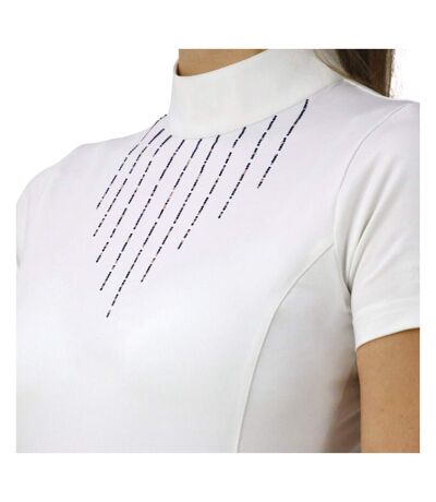 Womens/ladies Roka Rose Show Shirt White Navy Rose Gold Hy