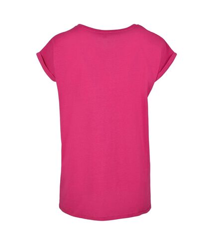 Build Your Brand Womens/Ladies Extended Shoulder T-Shirt (Hibiscus Pink)