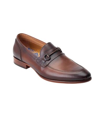 Mens Russo Buckle Leather Loafers Burnt Brown Base London