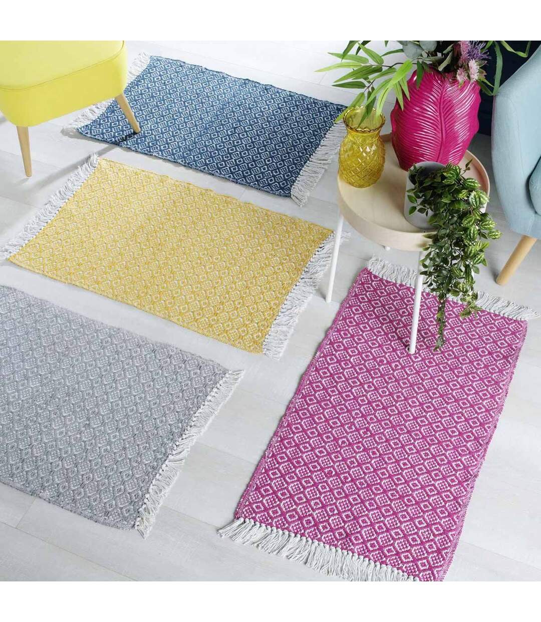 Tapis Tissé à Franges Pithaya 50x80cm Rose-4